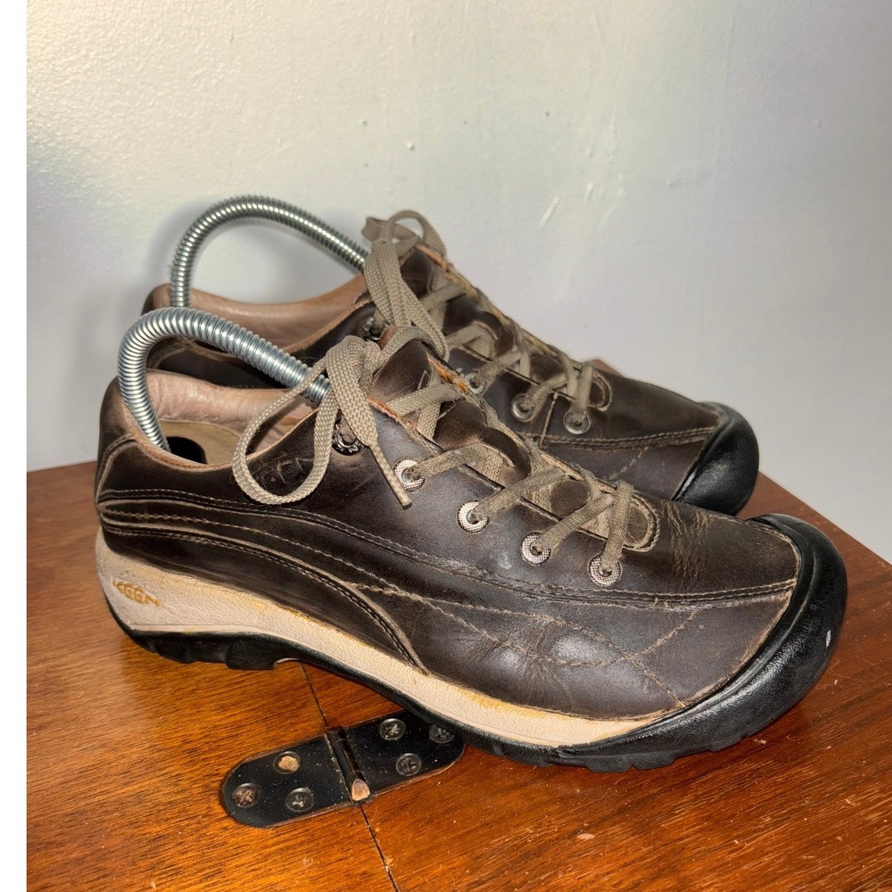Keen Presidio Hiking Shoes Women 8.5 Brown Leather Low Top‎ Gorpcore Walking